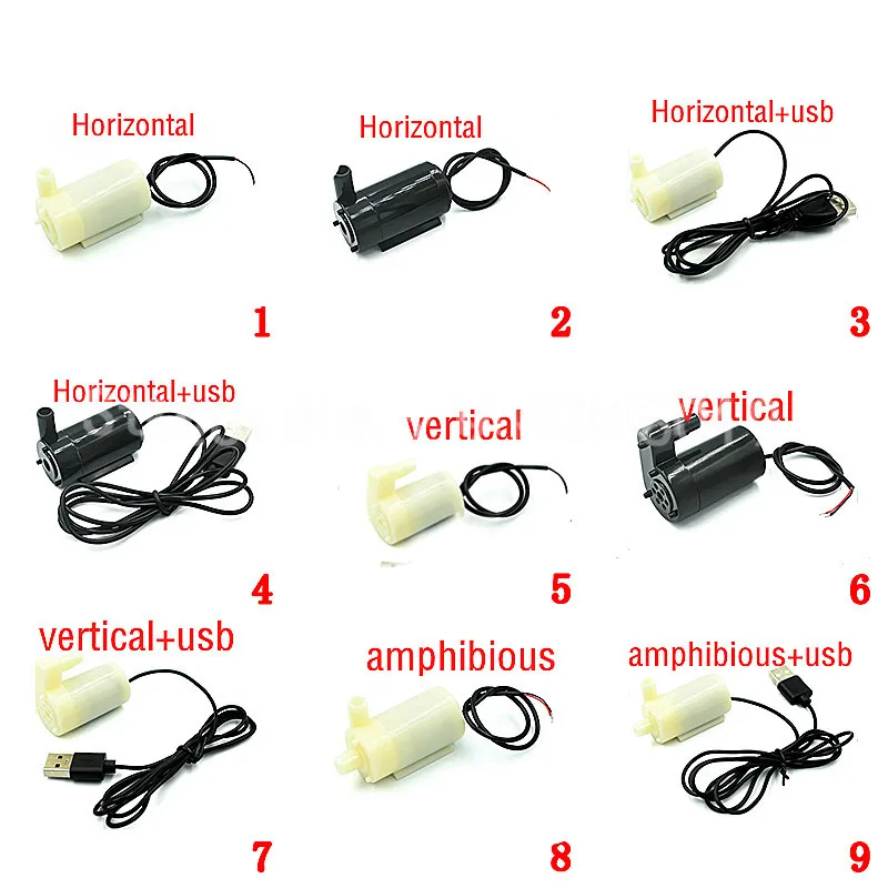 DC 3V маленький водяной насос горизонтального погружной DC3W фонтан вертикальный