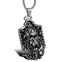 megin d vintage punk personality lion head stainless steel pendants for men women couple friend fashion design gift jewelry