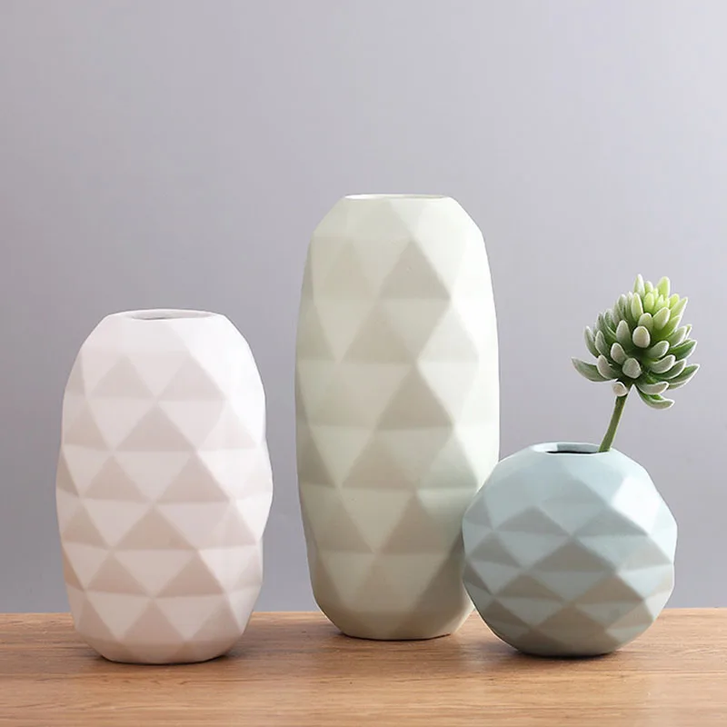 

Nordic Creative Macaron Geometric Art Vase Ceramic Flower Vase Hydroponic Device Desktop European Home Decoration Accessories