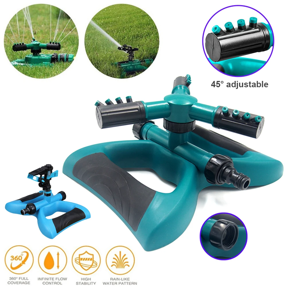 

Вращающийся спринклер с тремя зубцами для газона и сада, автоматический спринклер для сада, вращающийся на 360 ° капельный полив 50 *