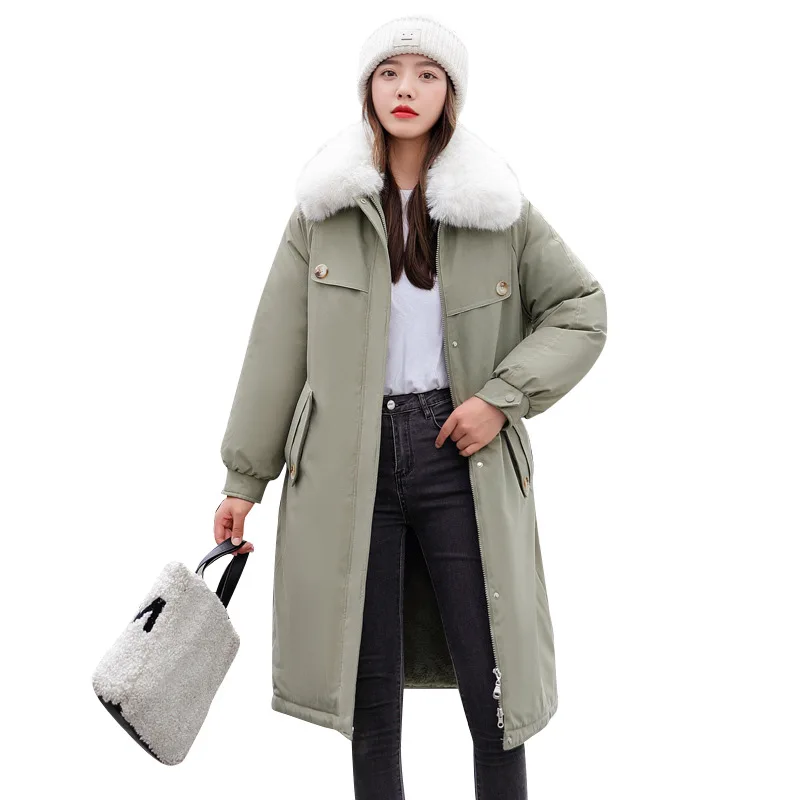 Casual Long Pie Overcoming Women's New Winter Loose Large Fur Collar Cotton-Padded Jacket Thick Fashion Cotton-Padded Jacket