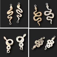 6pcs gold plated electrophoresis craft snake pendant fashion earrings necklace metal accessories diy charm jewelry crafts making