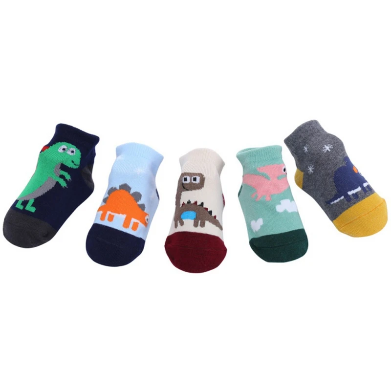 

5 пар, детские носки Короткие хлопковые носки для детей ясельного возраста; Штаны для детей, мальчиков и девочек, Разноцветные полосатые нос...