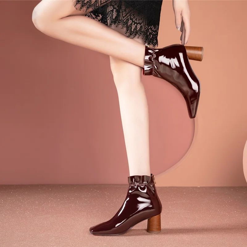 

2020new boots women autumn winter ankle boots for women high heel zipper casual female shoes soft genuine leather boots big size