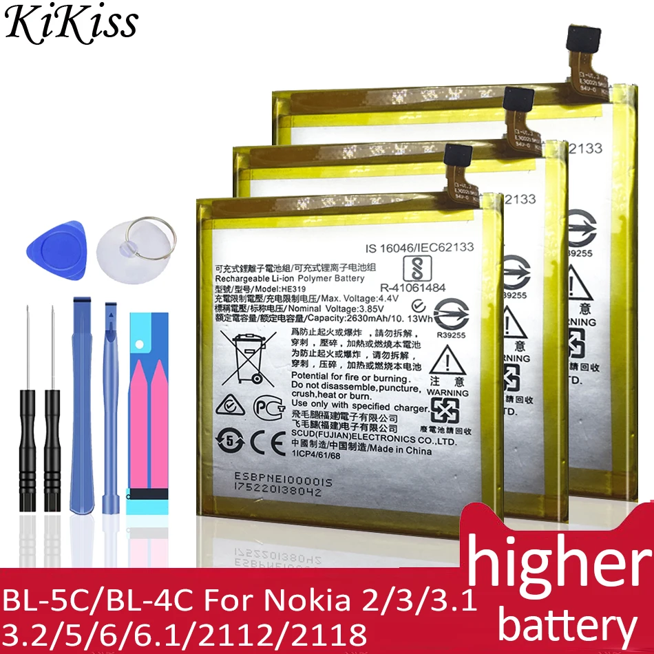 

Battery BL 5C/4C HE338 HE319 HE330 HE351 WT240 HE321 HE336 HE345 HE344 HE316 HE317 HE335 For Nokia 2 3 3.1 3.2 5 6 6.1 2112 2118