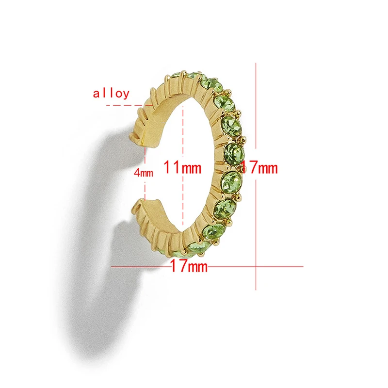 

New Fashion Multicolor CZ Crystal Ear Cuff Stackable C Shaped Ear Clips No Pierced Cartilage Earring For Women Earcuffs