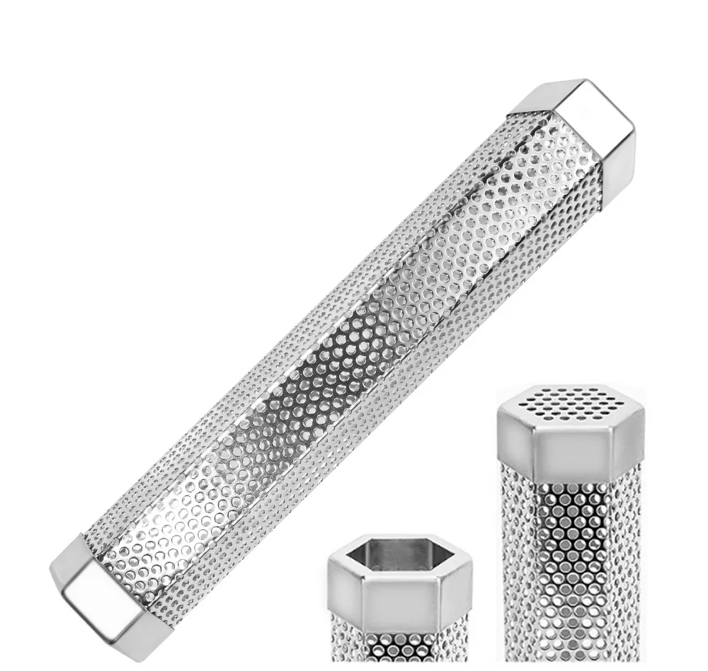 

12 inch 304 stainless steel smoking tube, BBQ smoking box, diamond-shaped fruit wood, barbecue tool