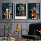 Скандинавский абстрактный Золотой постер С КАКТУСОМ из плотной ткани, Декоративная Настенная картина без рамки печати Современное украшение для дома, для Гостиная Спальня