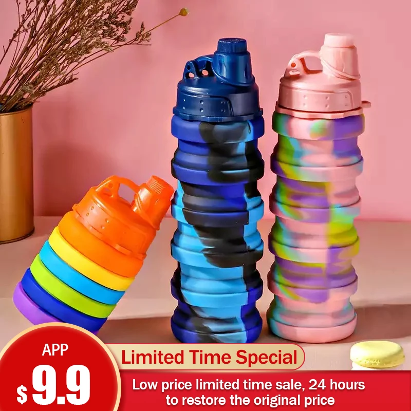 

Silicone collapsible sports water cup for men and women water bottle water bottle with straw carton water bottle