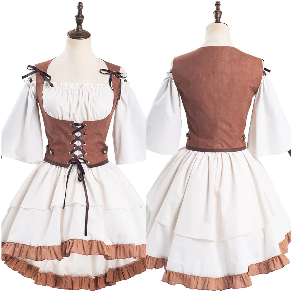 

Женское винтажное средневековое платье с коротким рукавом