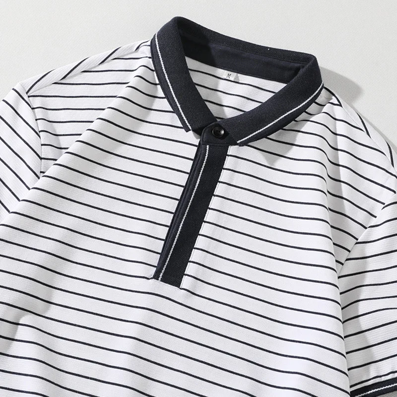

Summer new men's short sleeve T-shirt stripe Korean fashion half sleeve slim Top Men's Polo Shirt