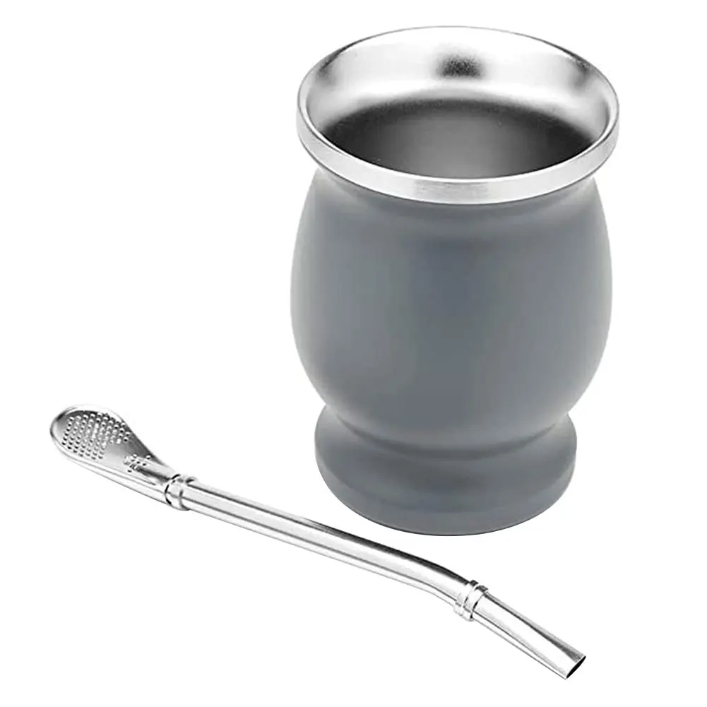 

Mate Gourd/Tea Cup With Spoon Set 8oz,Stainless Steel Mug,Double-Walled,Easy Clean,Insulated Cup ,Mate Gourd Coffee Cup Mug