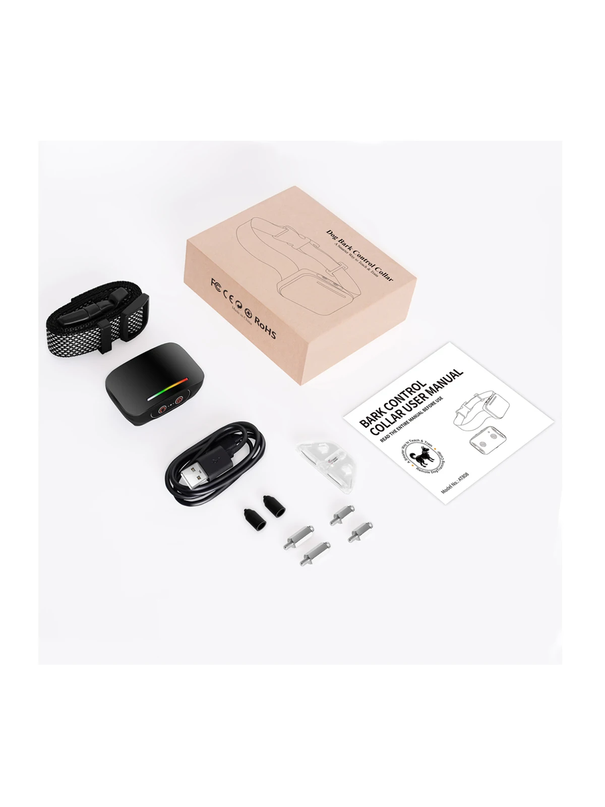 

LED Indicator Dog Anti Bark Collar Auto Pet Training Device IP67 Electric Shock Vibration Beep USB Rechargeable For All Size