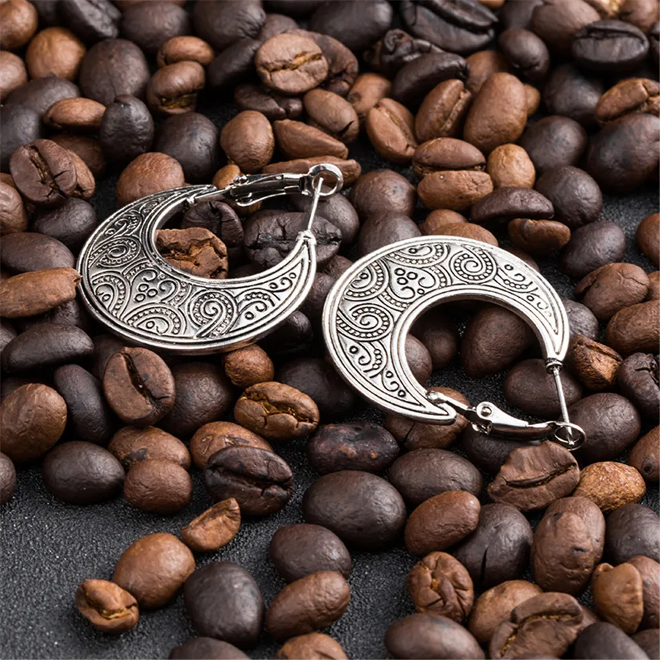 Этнические геометрические серебряные золотые индийские серьги ювелирные