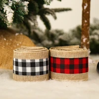 6 5cm black and white linen cloth hemming ribbon christmas ornaments christmas ribbon ribbon diy bowknot