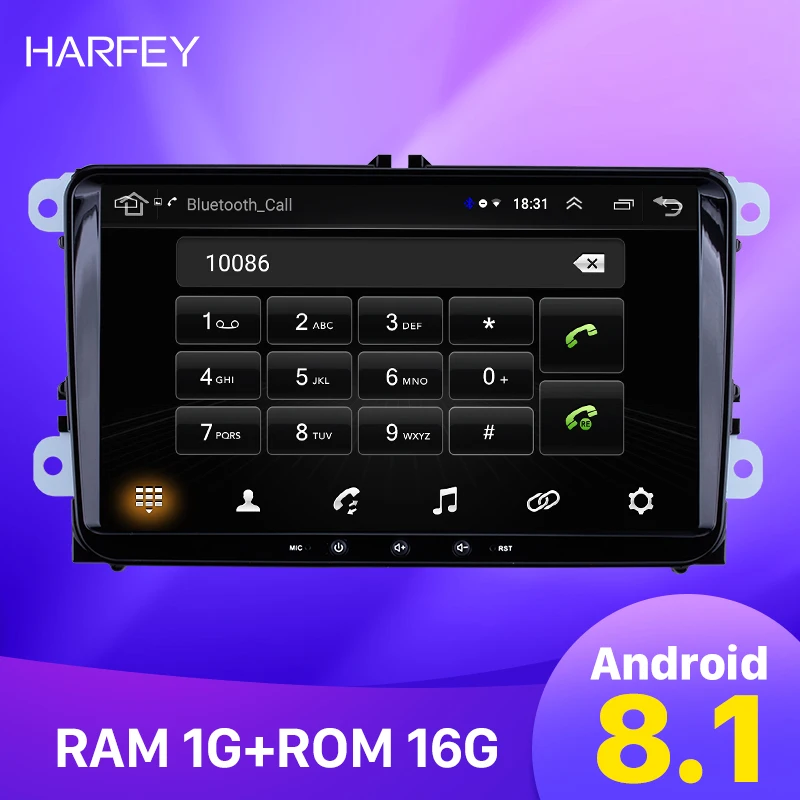 Автомагнитола Harfey 2DIN Android 8 1 для VW/Volkswagen/Golf/Polo/Tiguan/Passat/b7/b6/leon/Skoda/Octavia GPS