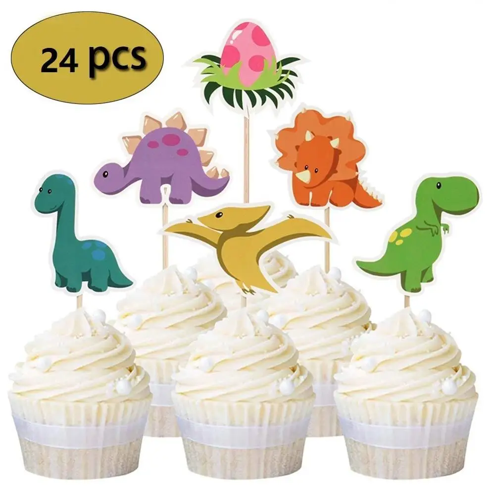 

24 Pack Baby Dinosaur Cupcake Topper - Dinosaur Cake Decorations Picks for Dinosaur Theme Birthday Party Baby Shower Decorations