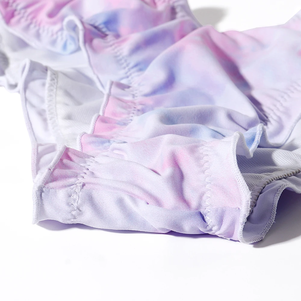 Купальник-бикини женский с принтом тай-дай бандажный купальник оборками и