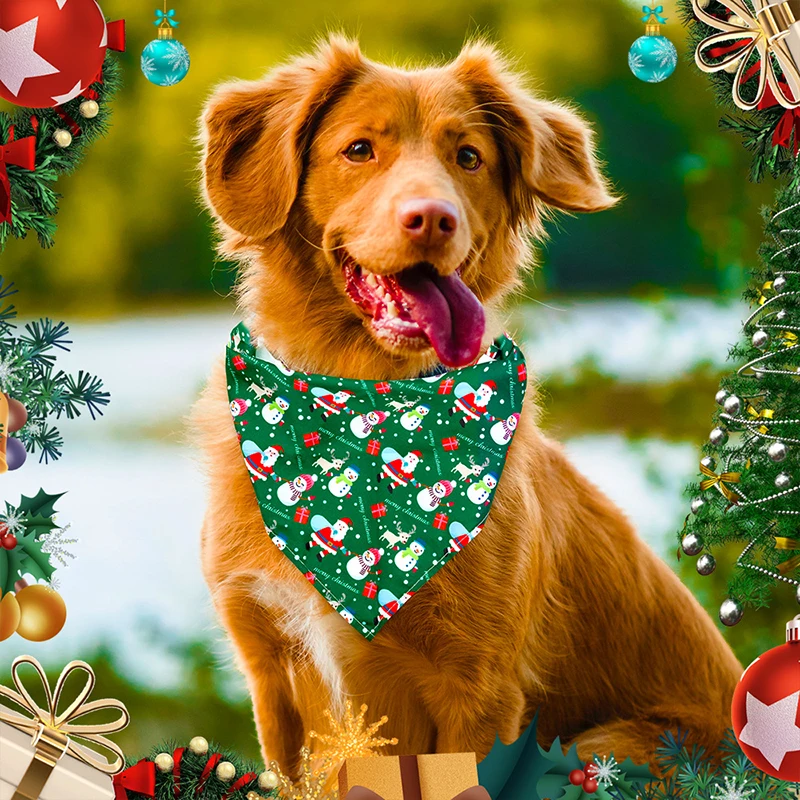 

Pet Saliva Towel Christmas Style Dog Triangle Scarf Cute Printed Pets Supplies Dogs Saliva Towels New Universal Cat Products