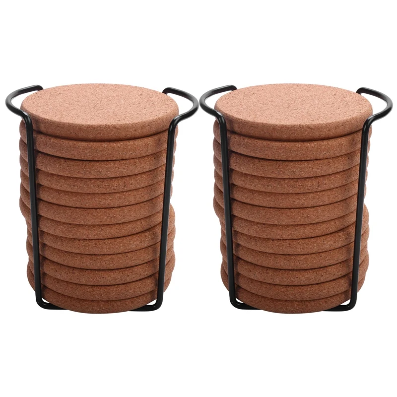 

Cork Coasters with Lip for Drinks Absorbent Thick Rustic Saucer with Holder Heat & Water Resistant Best Reusable Natural Round C
