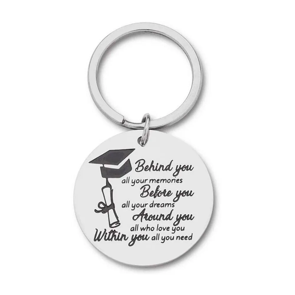 

Graduation Keychain Gift for Him Her Women Men Gift for Friend Keyring Behind You All Memories Before You All Your Dream Pendant