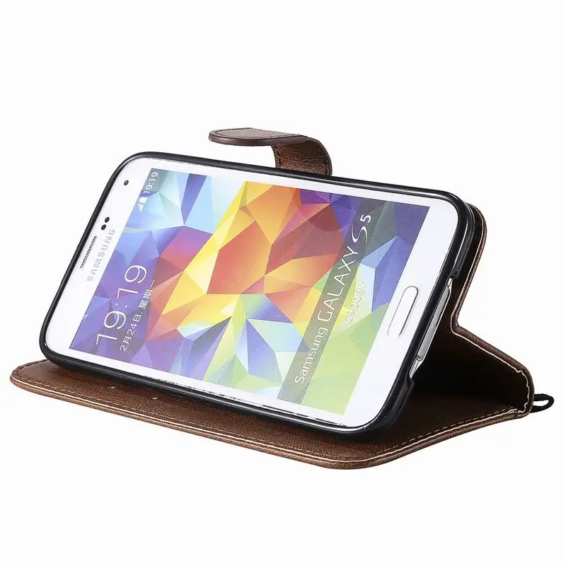 Чехол бумажник для Samsung Galaxy S5 I9600 откидной Роскошный кожаный с магнитной