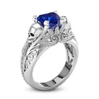 В форме голубого сердца CZ камень Панк Череп обещание кольцо для женщин модные ювелирные изделия Свадебная помолвка подарок на день Святого Валентина