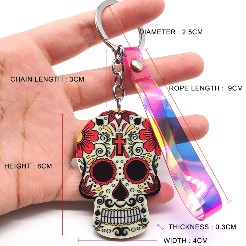 Брелок Calavera причудливая Милая цепочка для ключей с черепом брелок лазером