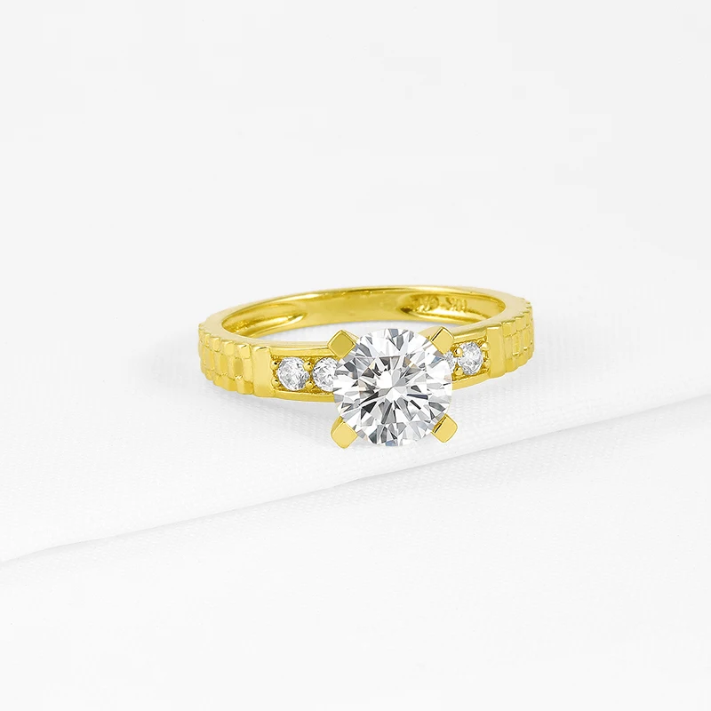 Customized Ring 14K Solid Yellow Gold Engagement 1.25 Ct Round Moissanite Diamond Wedding For Women Rings