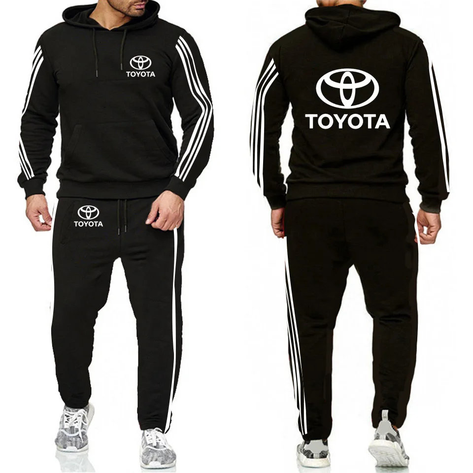 

2020 new Men's Hoodie Toyota car logo printing Casual Harajuku Hooded Fleece zipper Jacket Sweatshirt Sweatpants Suit 2pcs