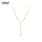 Lokaer в готическом стиле из нержавеющей стали CZ Кристалл Бабочка  шарма сердца кулон ожерелье в богемном стиле цепи ожерелье для женщин и девочек N21105