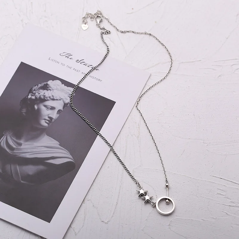 Ожерелье женское из серебра 925 пробы с круглой подвеской в виде звезды | Украшения