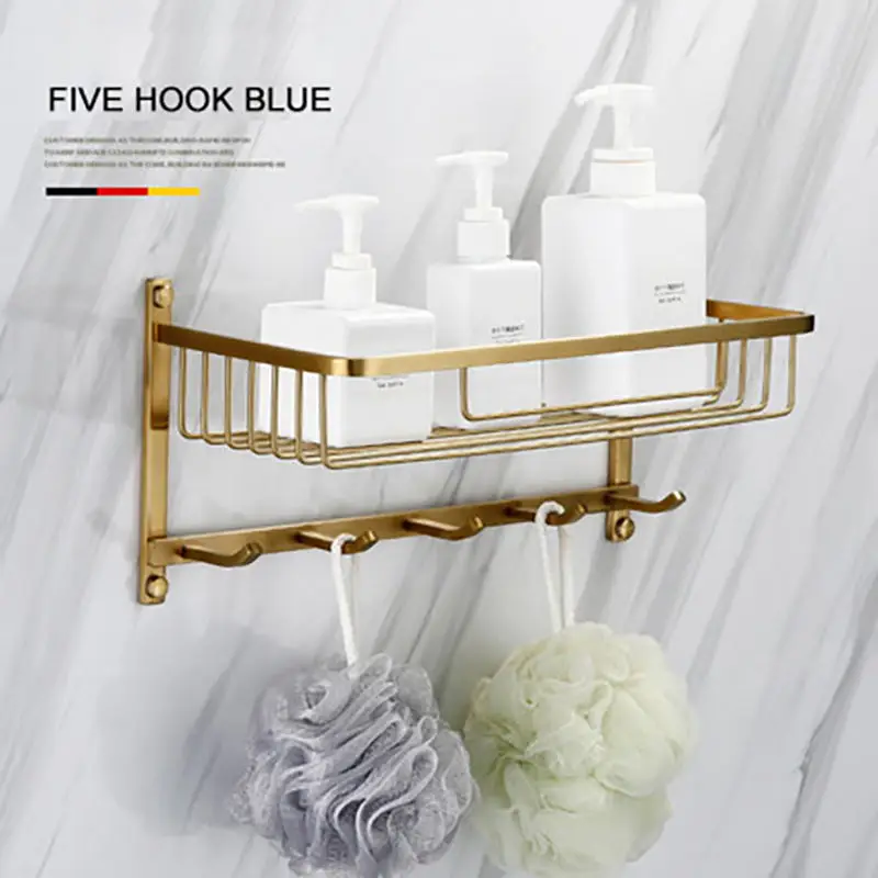 Five hook set Smesiteli роскошный золотой набор оборудования для ванны 304 нержавеющая сталь матовый бумажный держатель полотенец мыльница, ванная продукт - Цвет: Five hook set