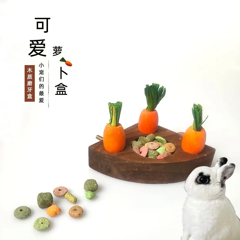 

Домашний кролик, деревянная коробка для снэков с редисом, искусственная норковая игрушка для хомяка, мебельная коробка для еды, посуда, мебе...