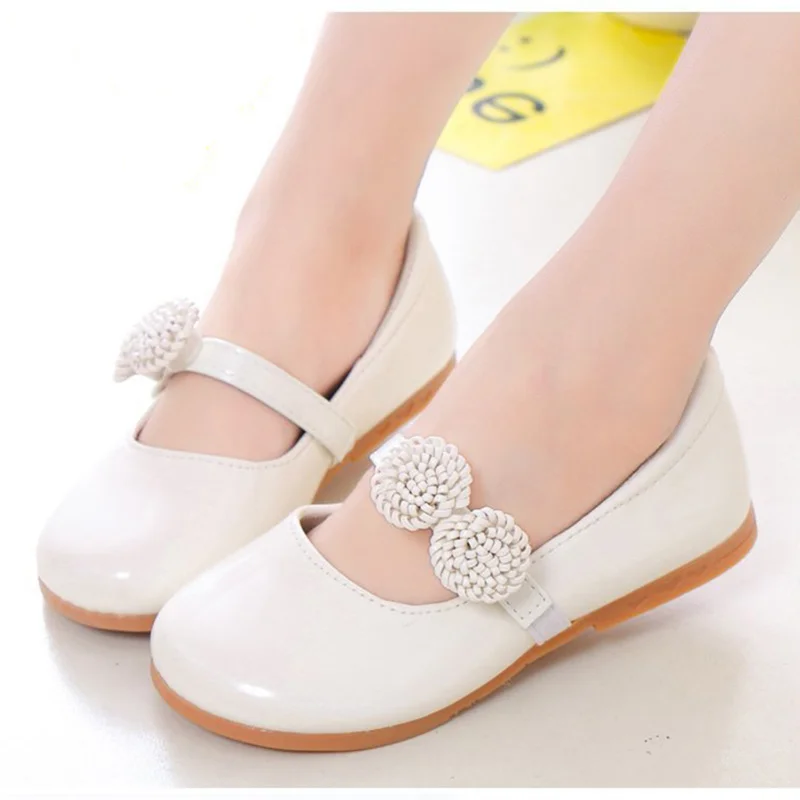 Summer Girls' Children Kids Pink White Leather Shoes For Little Girls School Wedding Princess New 2022 8 10 12 Years Old Baby