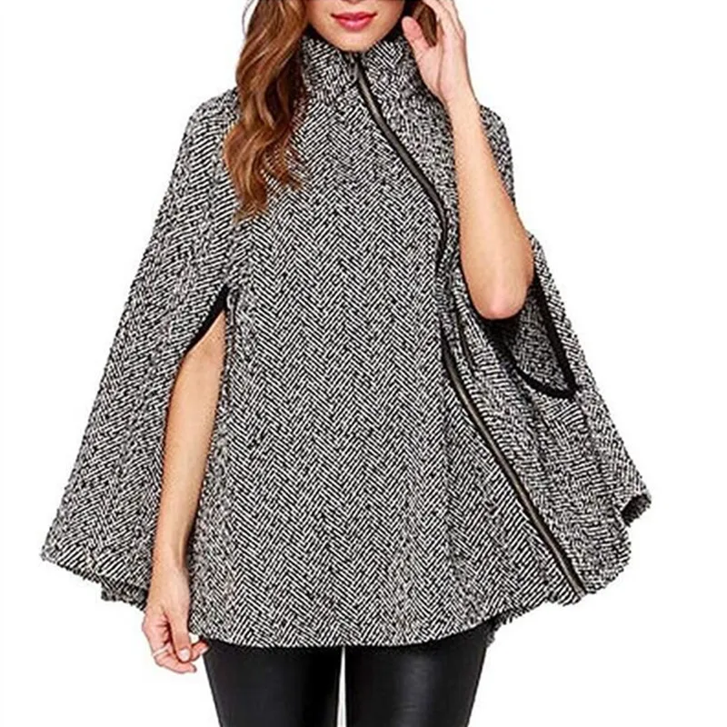 Зимний Тренч Женский Осенний жакет на молнии пончо женский s тренчкот пальто