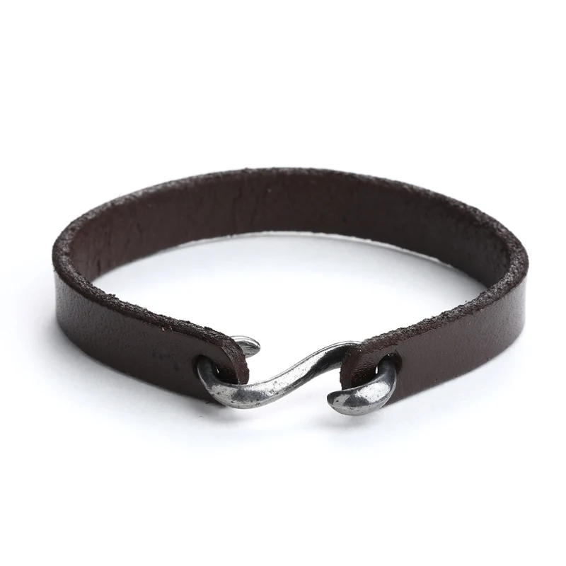 мужской браслет черный / коричневый кожаный крючок браслет|Цепочки и браслеты| |