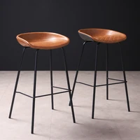 modern retro industrial style bar chair bar chair metal leather front desk negotiation chair coffee shop high stool wf1030