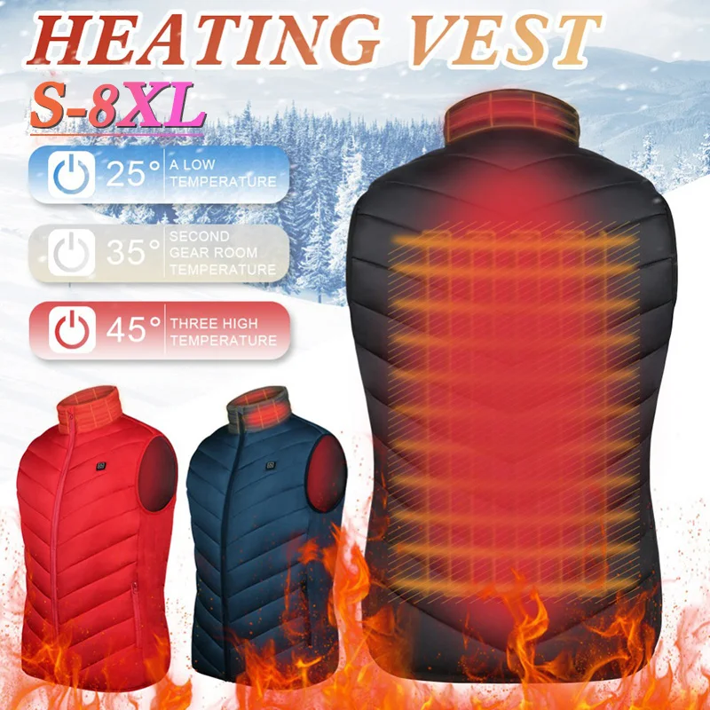 Heated Vest Warm Winter Electric USB Men Women Heating Coat Washable Camping Hiking Hunting | Спорт и развлечения