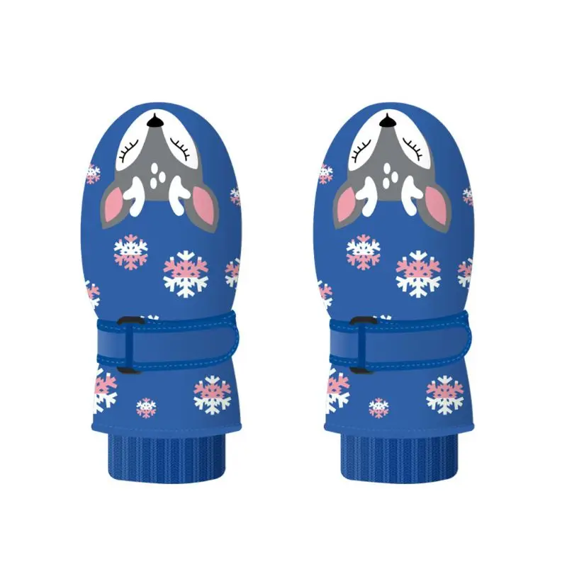 

Children Ski Mittens Waterproof Velvet Thick Warm Cartoon Students Gloves