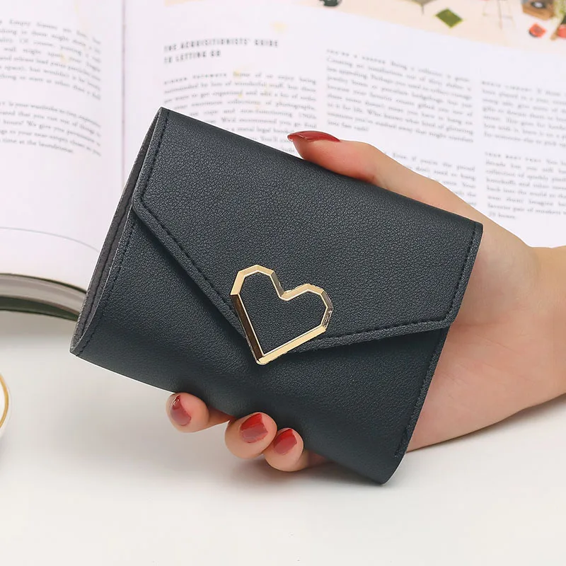 

Cute Love Heart Mini Hasp Wallet Card Bag Women Short Change Purse Credit Bank ID Card Holders Case Cover Hand Bag Wallet XB707