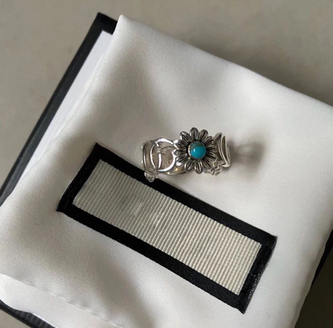 

Fashionable retro flower letters S925 sterling silver ring