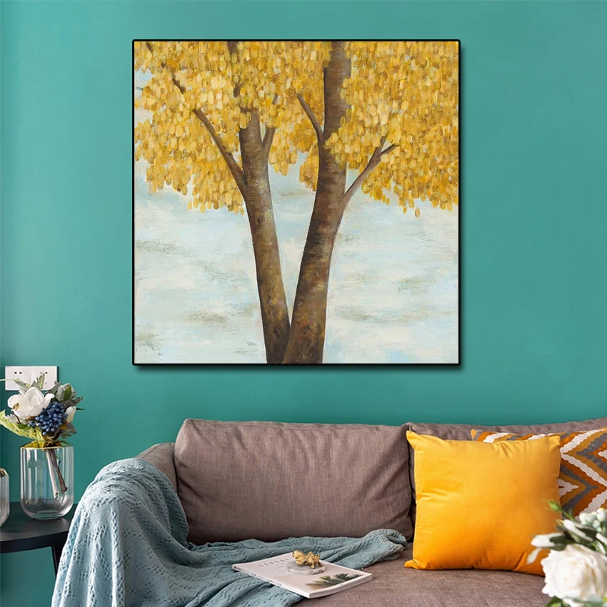 

Pure Handmade Tree Oil Painting Art Abstract Wall Artwork Unframed Canvas Wall Decoration Piece Painting Picture For Living Room