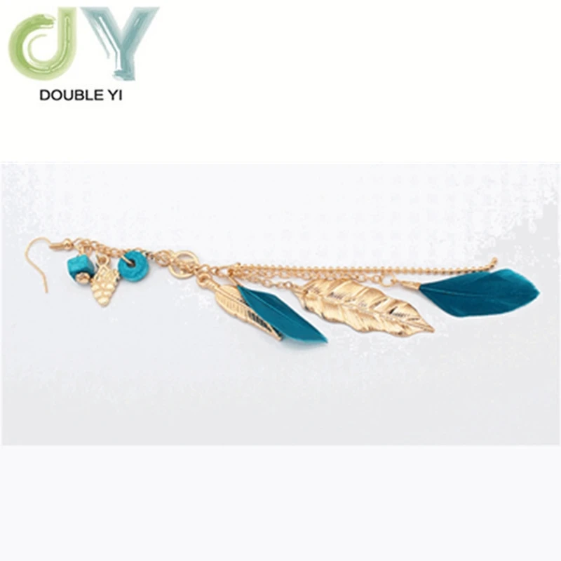 

Free shipping 1pcs/pack Middle East folk style long tassel earrings leaves feather multilayer earrings