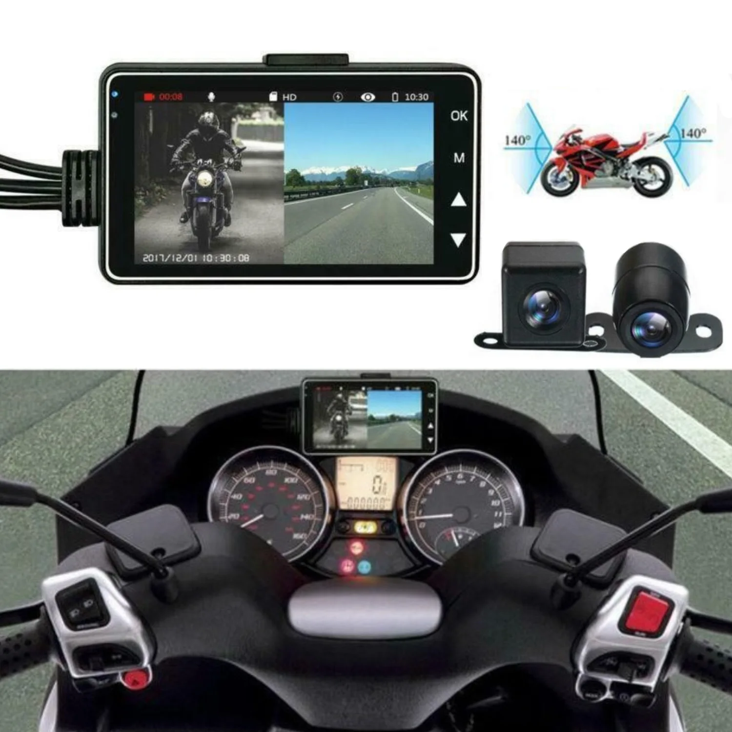 Видеорегистратор для езды на мотоцикле водонепроницаемая камера с двумя