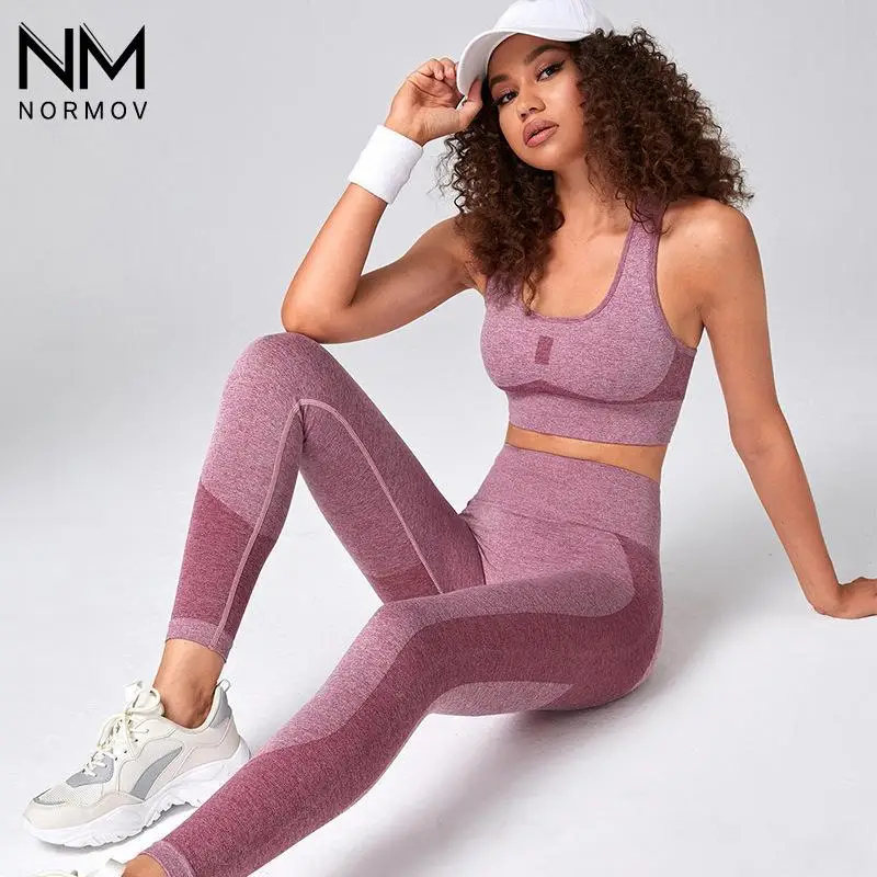 

Комплект Спортивный NORMOV женский из 2 предметов, пикантный сетчатый бюстгальтер с завышенной талией, Бесшовные дышащие эластичные леггинсы ...