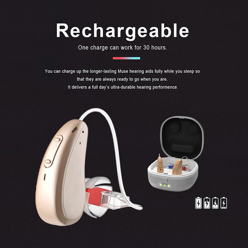 4 Каналы цифровой Перезаряжаемые слуховой аппарат Рик невидимые наушники с