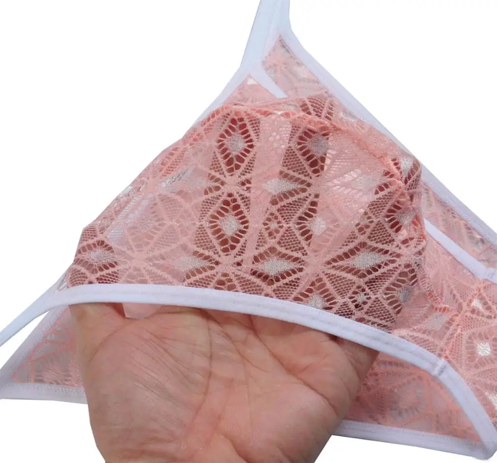 Мужское нижнее белье 5 шт./лот прозрачные ромбовидные кружевные трусы с тонким