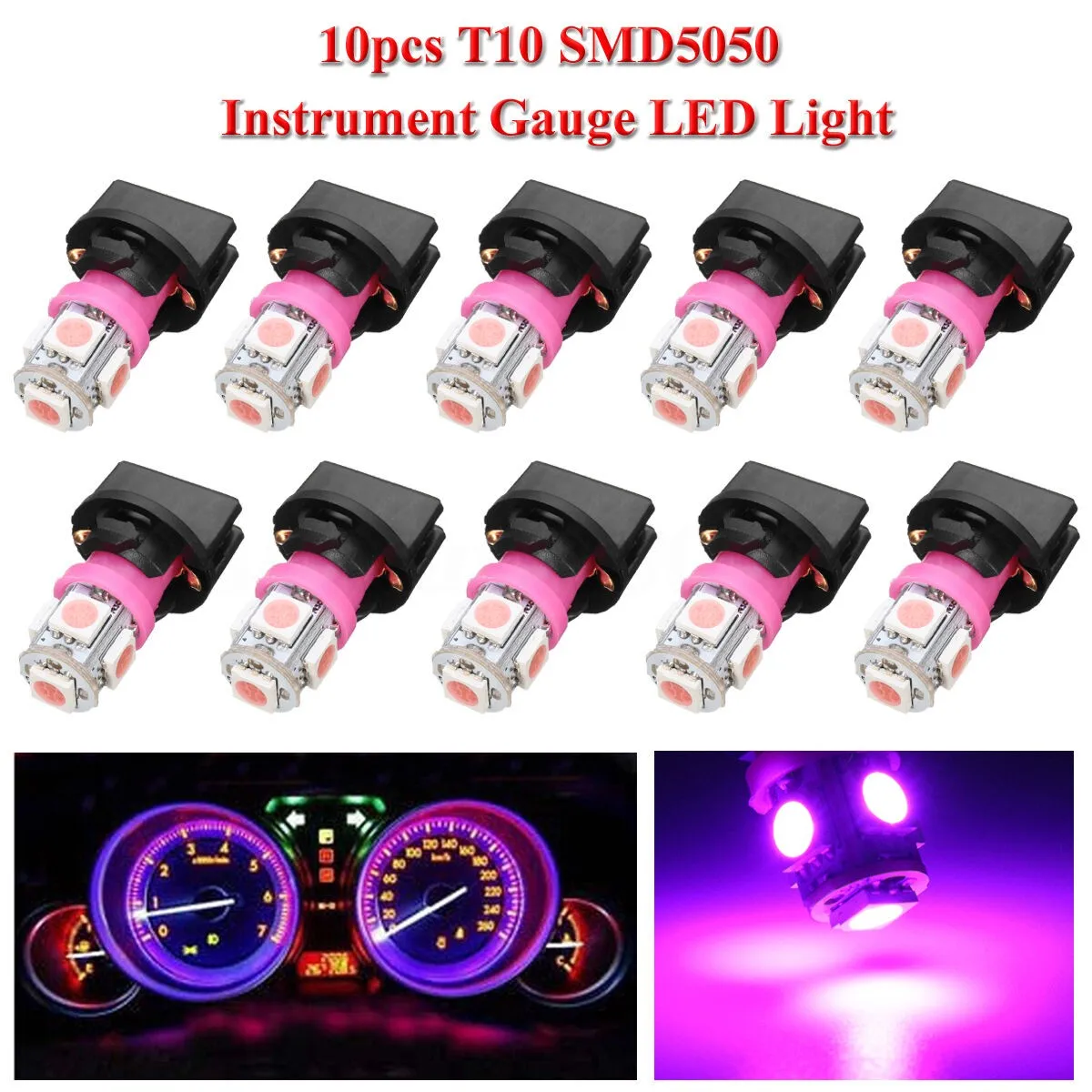 

10x W5W T10 Purple LED COB Reverse Light Car Marker Lamps Side Turn Signals Rear Turn Lights Parking Bulb For Instrument Gauge