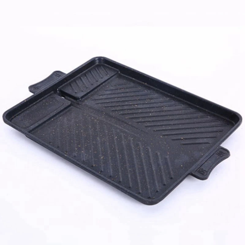 Корейский стиль рисовый камень алюминиевый поддон для выпечки квадратный гриль